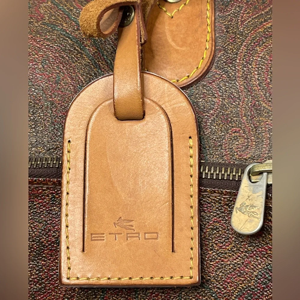 Etro Milano Brown Paisley duffle Travel Bag